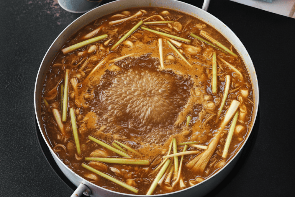 Aromatic and inviting &ndash; this simmering broth fills the air with the gentle fragrance of lemongrass